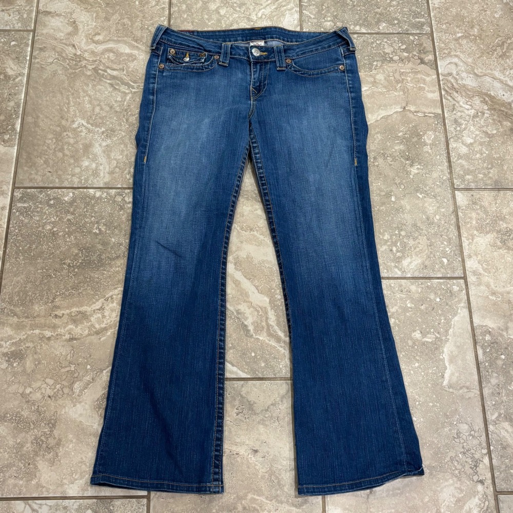 True Religion Becky Bootcut Jeans Womens 32 Medium Wash Blue Made in USA